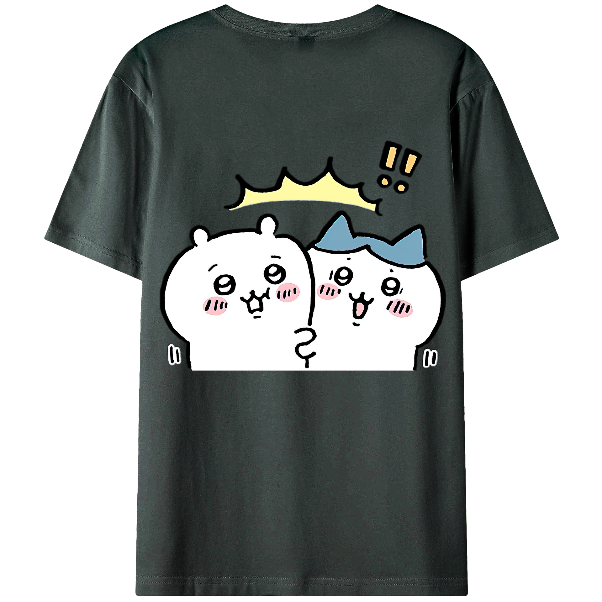 （画像用） ちいかわ ハチワレ Chii-kawa hachiware 綿100％ メンズ半袖Tシャツ（バックプリント） 通気性